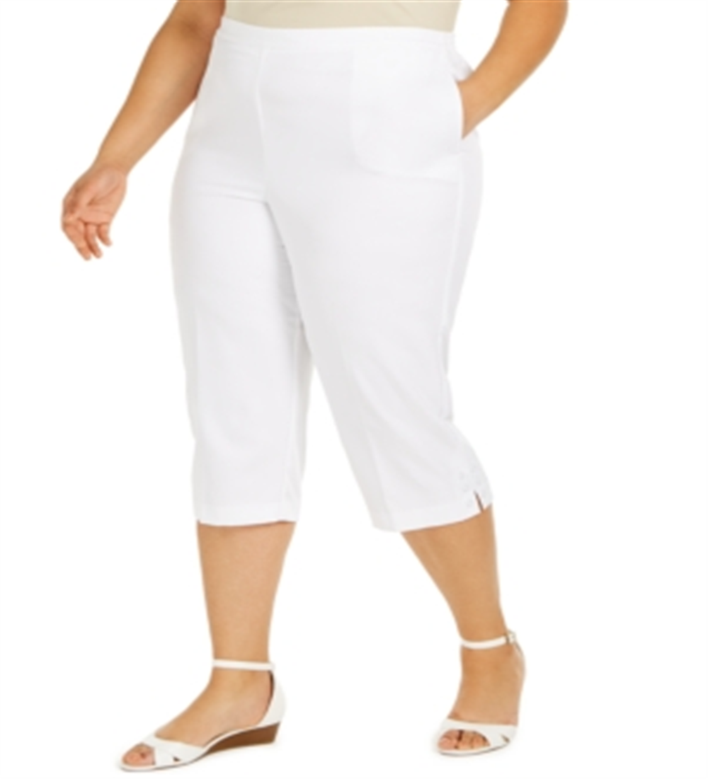Calça Capri Alfred Dunner Plus Size Ship Shape Grommet Feminina Branca Tamanho 20W