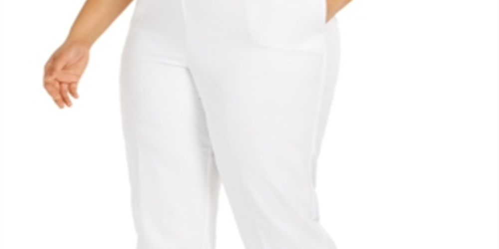 Calça Capri Alfred Dunner Plus Size Ship Shape Grommet Feminina Branca Tamanho 20W