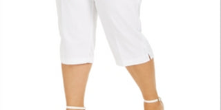 Calça Capri Alfred Dunner Plus Size Ship Shape Grommet Feminina Branca Tamanho 20W