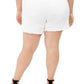 Shorts jeans feminino plus size de cintura alta, cor rosa, branco, tamanho 18W