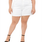 Shorts jeans feminino plus size de cintura alta, cor rosa, branco, tamanho 18W