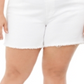 Shorts jeans feminino plus size de cintura alta, cor rosa, branco, tamanho 18W