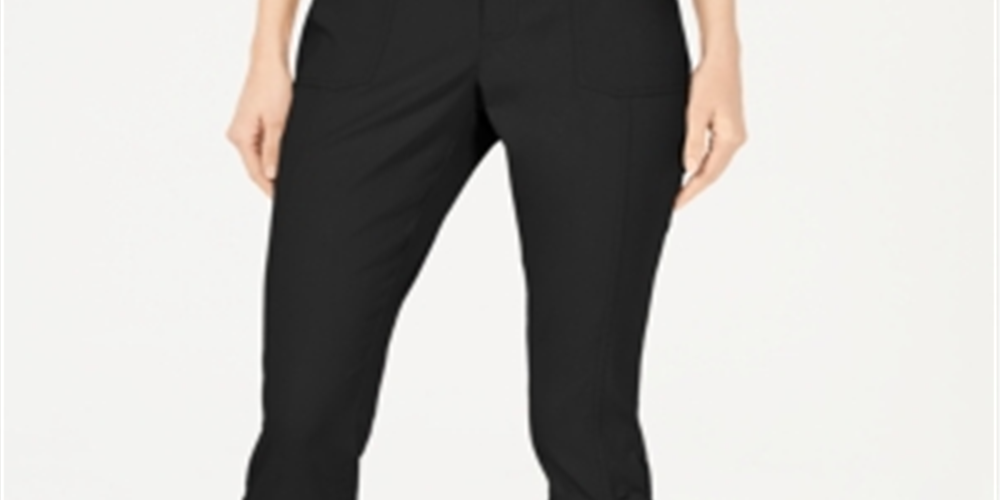 Calça curta feminina INC International Concepts com bainha franzida, preta, tamanho 8, pequena