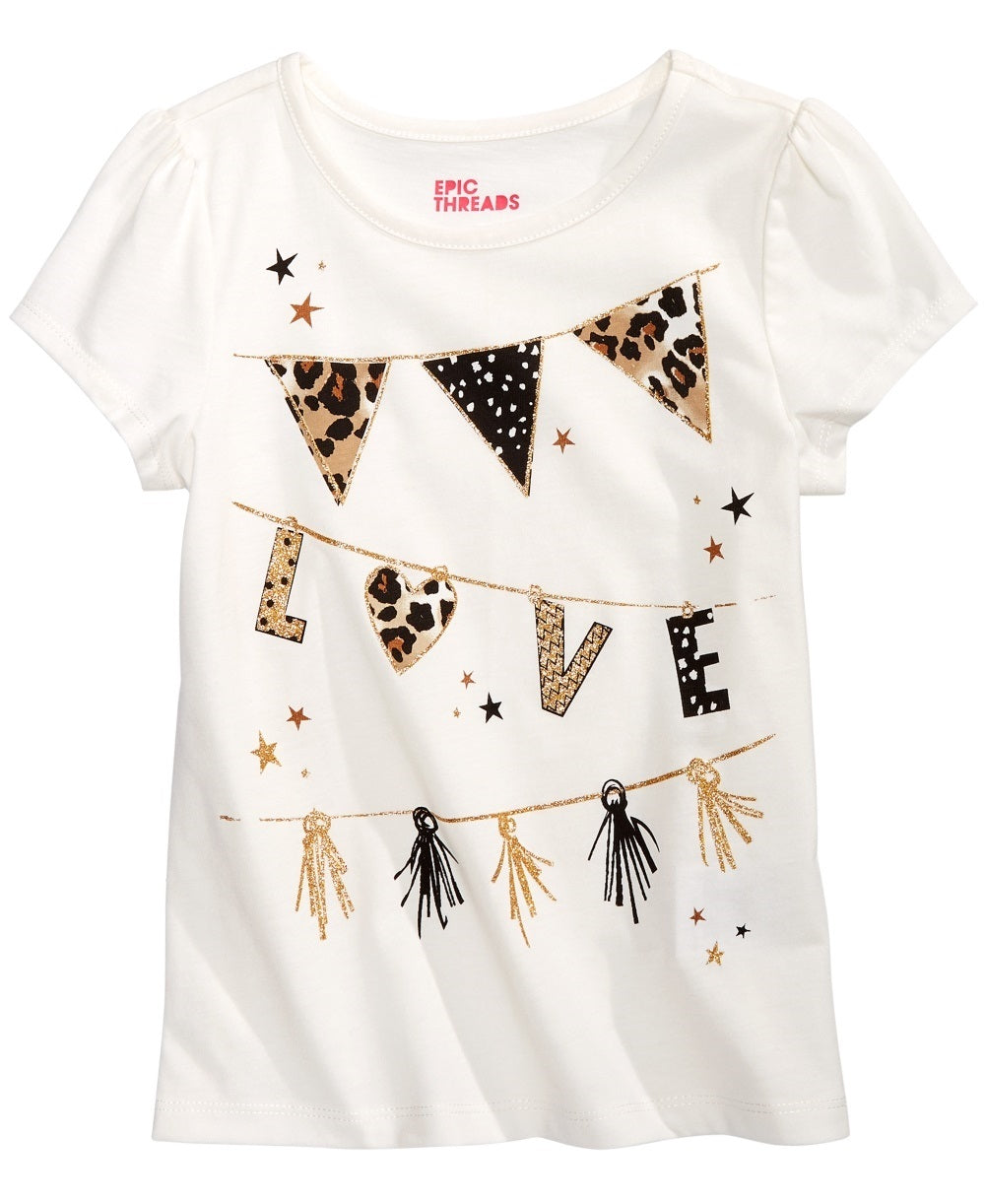 Camiseta Epic Threads Little Girls Love Flags Branca Tamanho 6