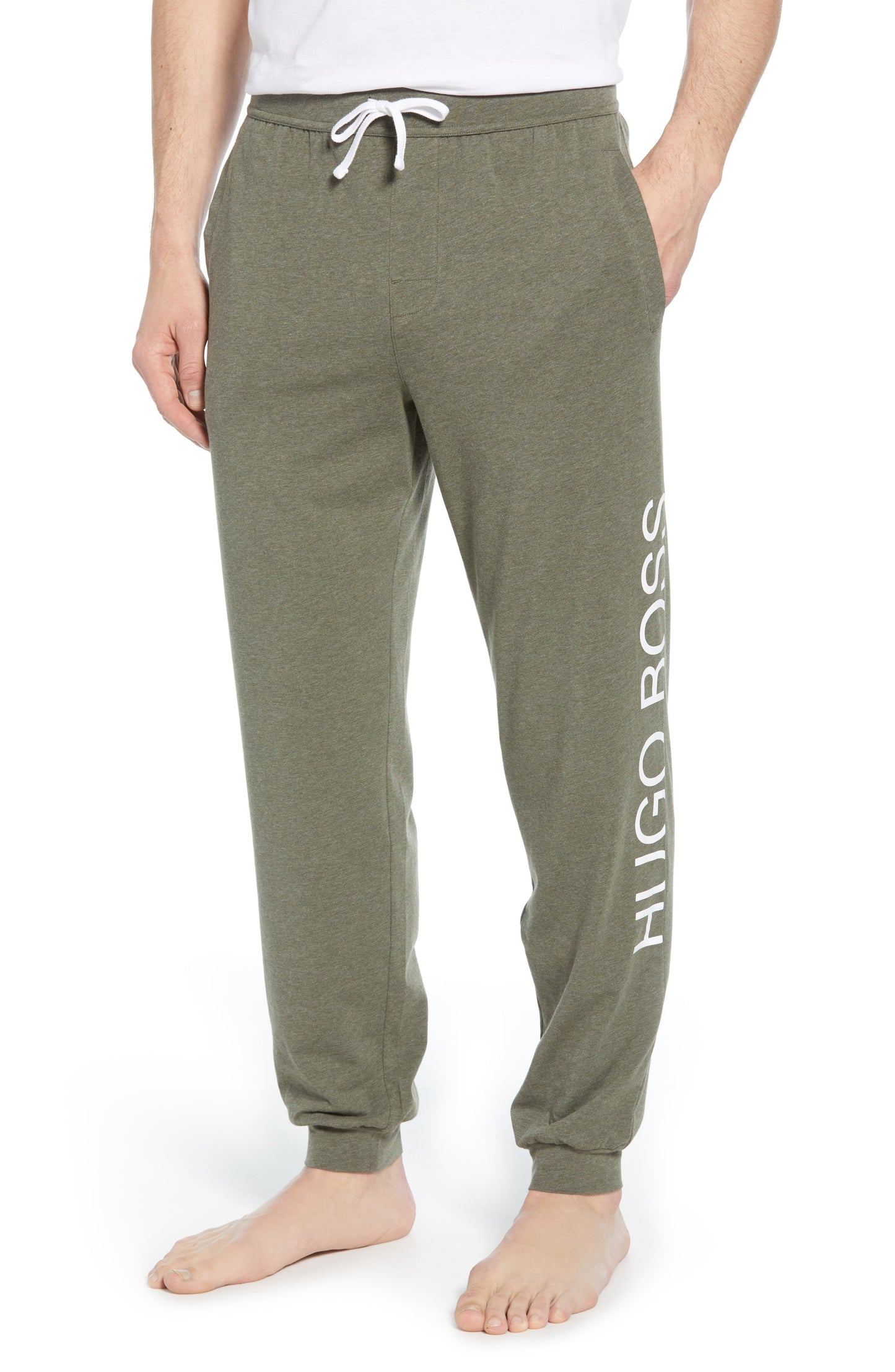 Calça de moletom masculina Hugo Boss Comfy Cozy, verde, tamanho MÉDIO