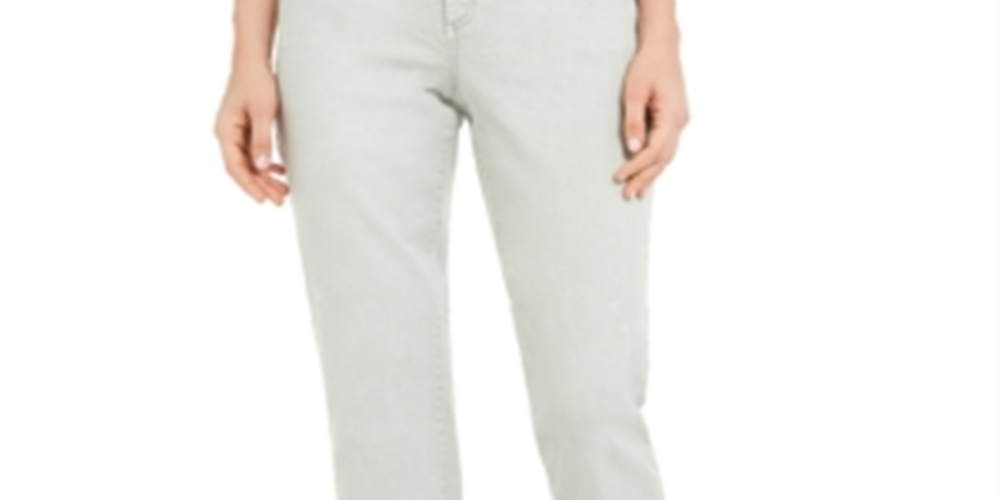 Calça jeans feminina com bainha desfiada e perna reta, tamanho 2, verde, da INC International Concepts