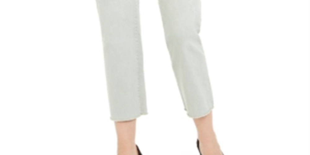 Calça jeans feminina com bainha desfiada e perna reta, tamanho 2, verde, da INC International Concepts