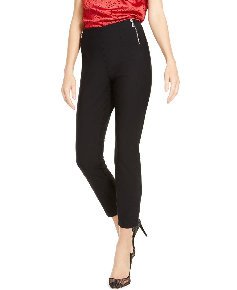 Calça skinny feminina com zíper lateral da INC International Concepts, preta, tamanho 4, pequena