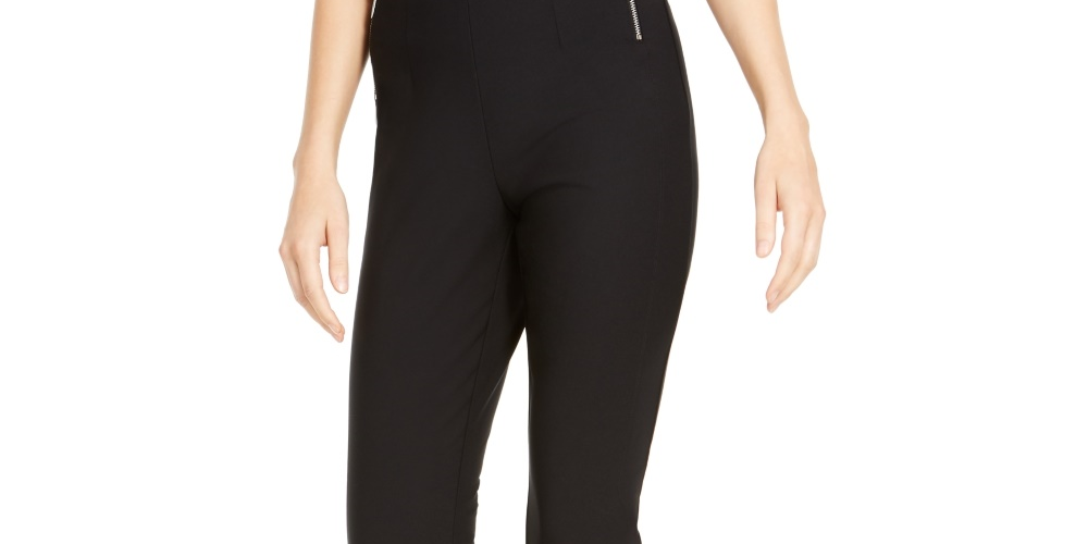 Calça skinny feminina com zíper lateral da INC International Concepts, preta, tamanho 4, pequena