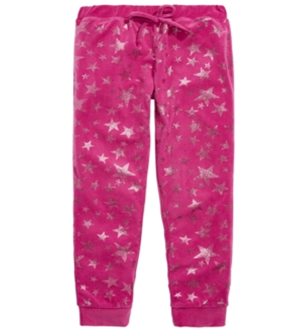Calça de pijama de veludo com estampa de estrela Max &amp; Olivia Little &amp; Big Girl's, rosa, tamanho pequeno