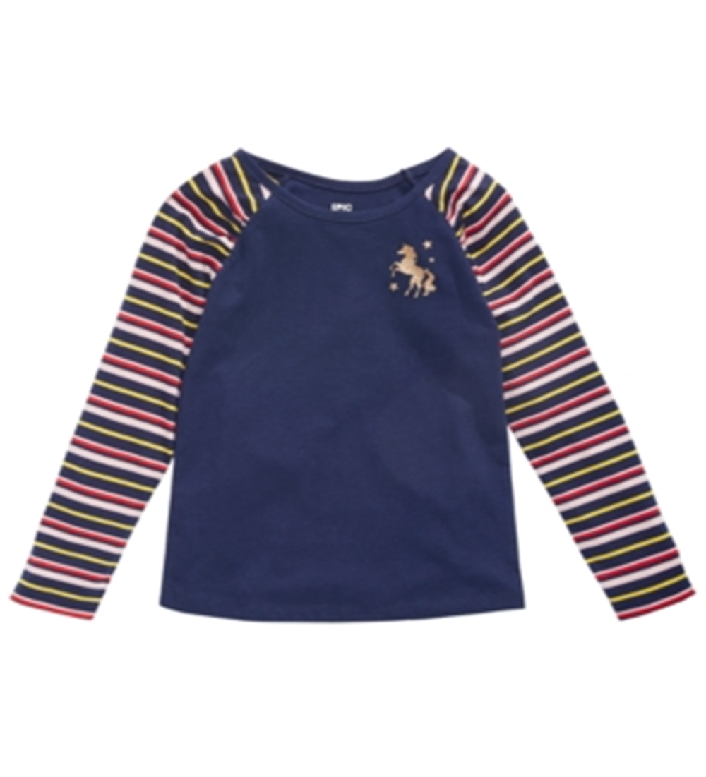 Camiseta listrada de unicórnio para meninas Epic Threads, azul, tamanho 4T