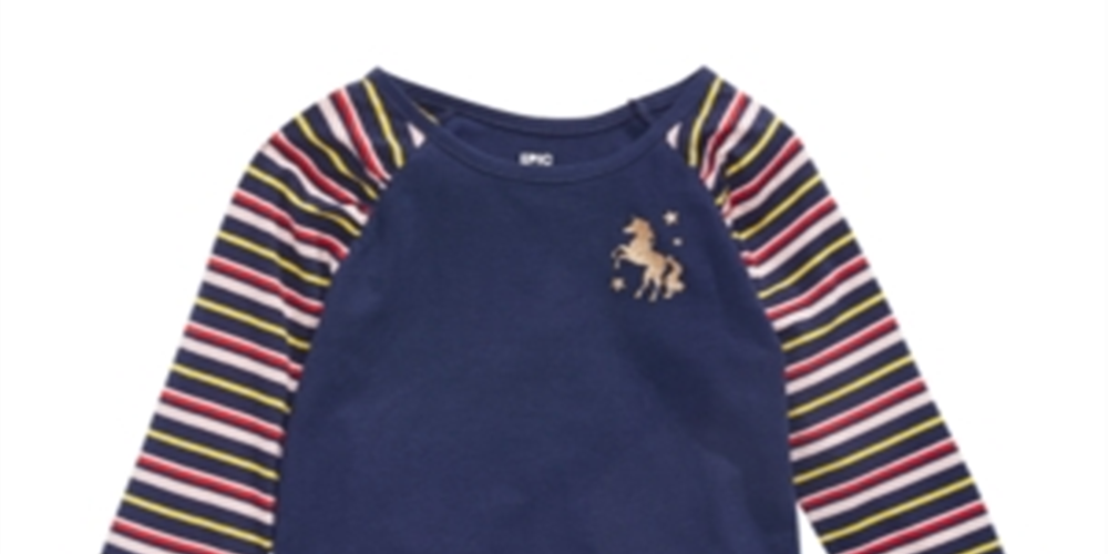 Camiseta listrada de unicórnio para meninas Epic Threads, azul, tamanho 4T