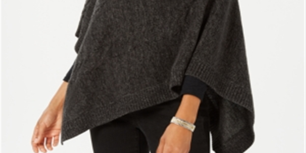 Poncho envelope feminino Karen Scott, preto, tamanho pequeno