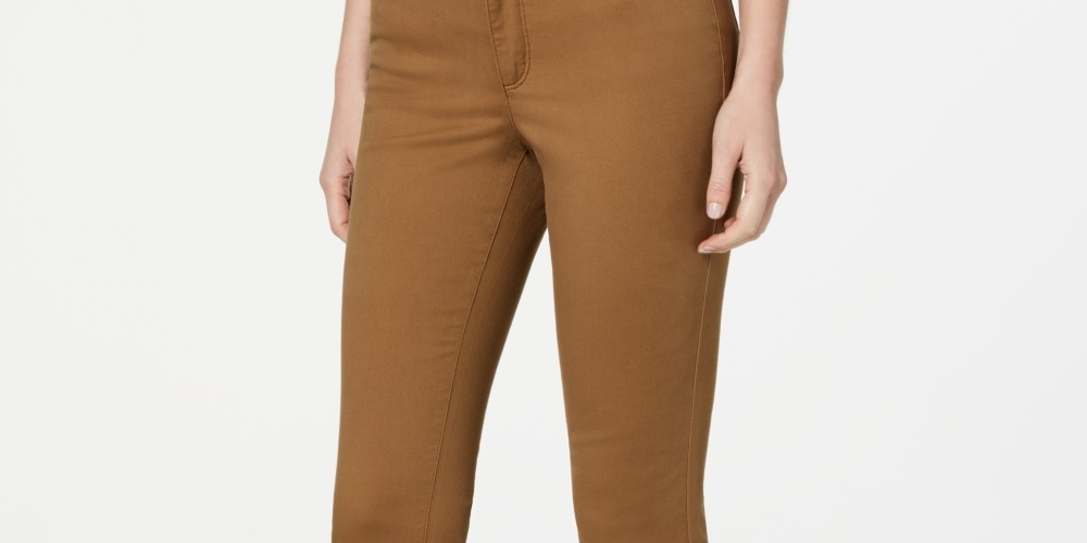 Calça jeans feminina Charter Club Petite Lexington reta marrom tamanho 16P