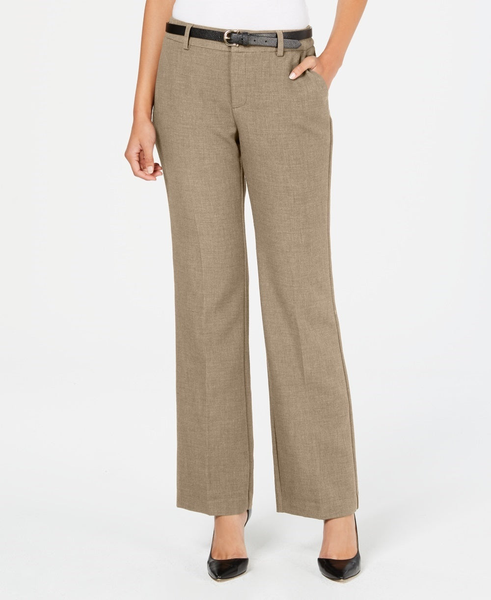Calça feminina Charter Club Petite com cinto e slim it up, bege, tamanho 14P