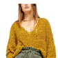Suéter feminino Free People Sunday Shore de algodão misto, verde, tamanho X-S