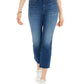Calça jeans feminina estilo &amp; co, rasgada, autêntica, cropped, boca de sino, azul, tamanho 4
