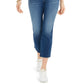 Calça jeans feminina estilo &amp; co, rasgada, autêntica, cropped, boca de sino, azul, tamanho 4