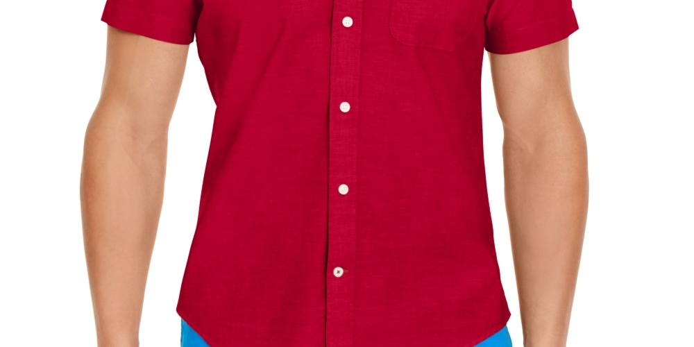 Camisa Tommy Hilfiger Wainwright Custom-Fit Solid Masculina Vermelha Tamanho X-G