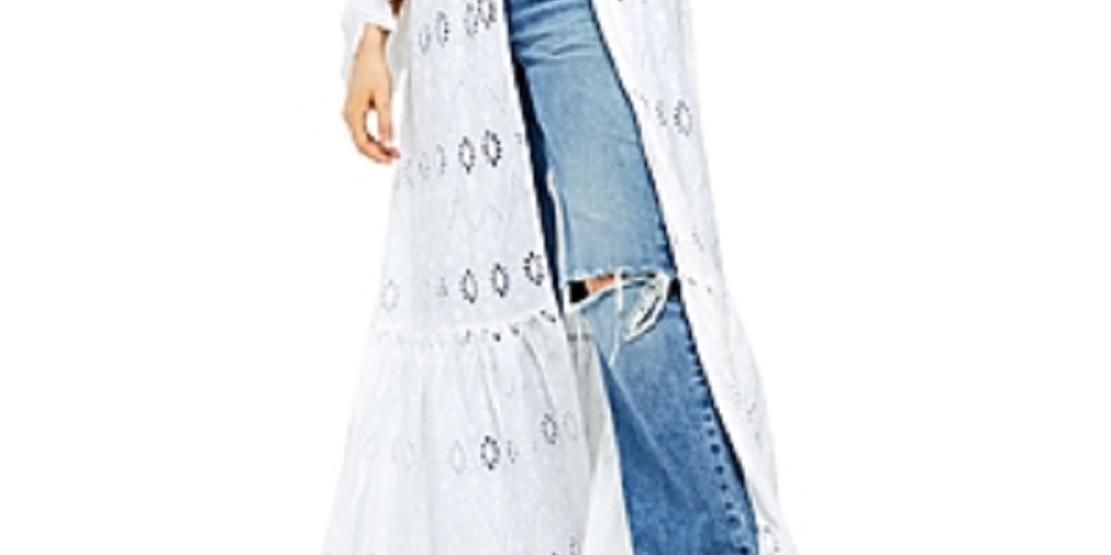 Cardigan feminino Sweetwater com ilhós e pompom Free People, branco, tamanho extrapequeno