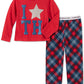 Conjunto de pijama xadrez Tommy Hilfiger para bebês meninas pequenas e grandes, 2 peças, vermelho brilhante, tamanho 16
