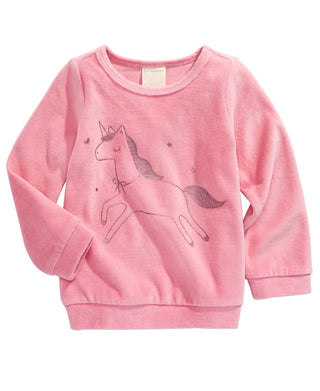 Primeiras Impressões Bebê Meninas Unicórnio Estampa Veludo Top Rosa Tamanho 6-9M