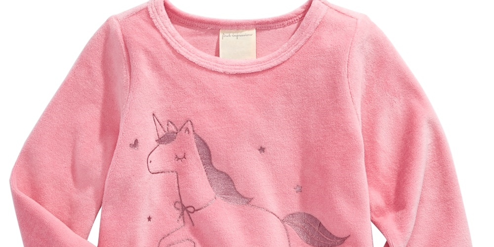 Primeiras Impressões Bebê Meninas Unicórnio Estampa Veludo Top Rosa Tamanho 6-9M