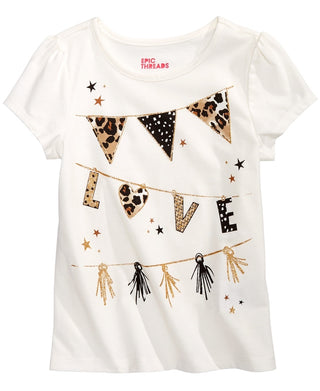 Epic Threads Toddler Girls Love Flags T-Shirt  White Size 4T
