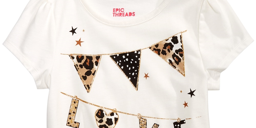 Camiseta infantil Epic Threads Love Flags para meninas, tamanho 4T, branca