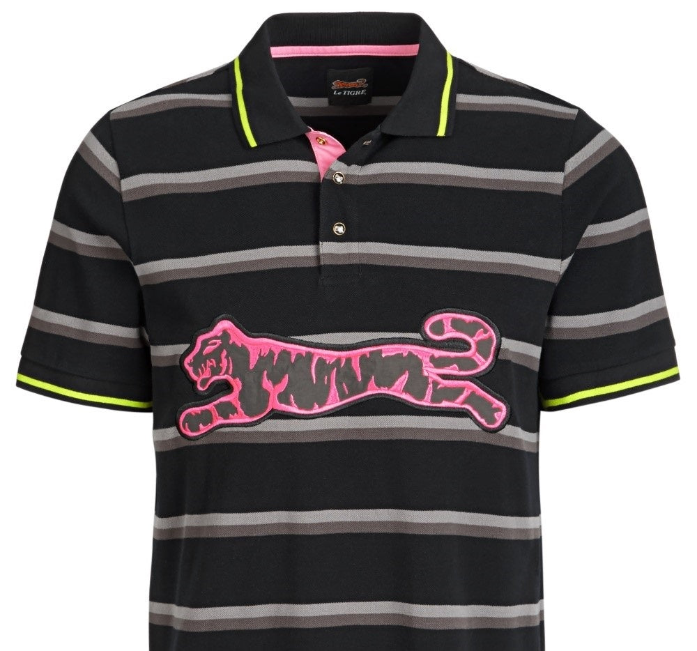 Camisa polo masculina Le Tigre Ellison Logo rosa tamanho médio