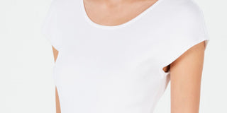 Suéter feminino Bar III com amarração na cintura e manga curta, branco, tamanho M