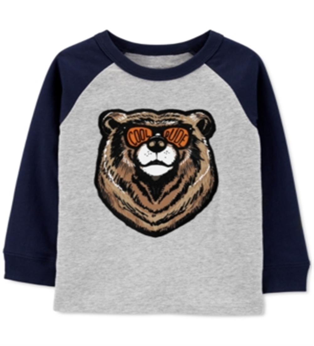 Camiseta de algodão com estampa de urso Carter's Toddler Boy's, azul, tamanho 3T