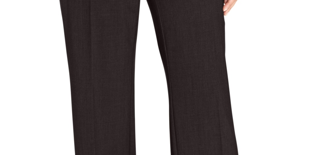 Calça feminina plus size e petite plus size JM Collection, corte reto, marrom, tamanho 28W