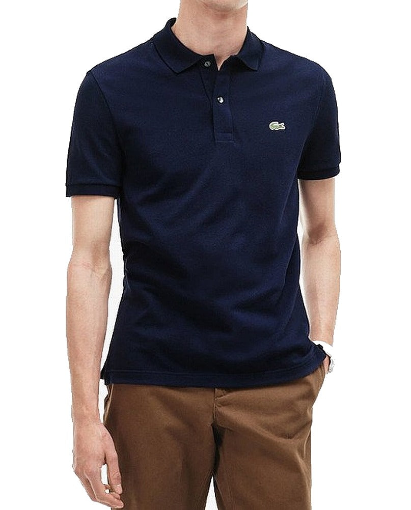 Camisa polo masculina Lacoste de manga curta e gola alta, azul, tamanho 9