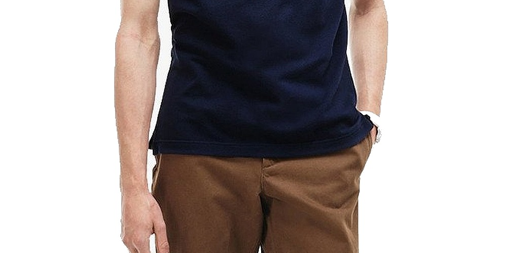 Camisa polo masculina Lacoste de manga curta e gola alta, azul, tamanho 9
