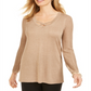 JM Collection Suéter Feminino Manga Plissada Dourado Tamanho Pequeno G