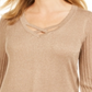 JM Collection Suéter Feminino Manga Plissada Dourado Tamanho Pequeno G