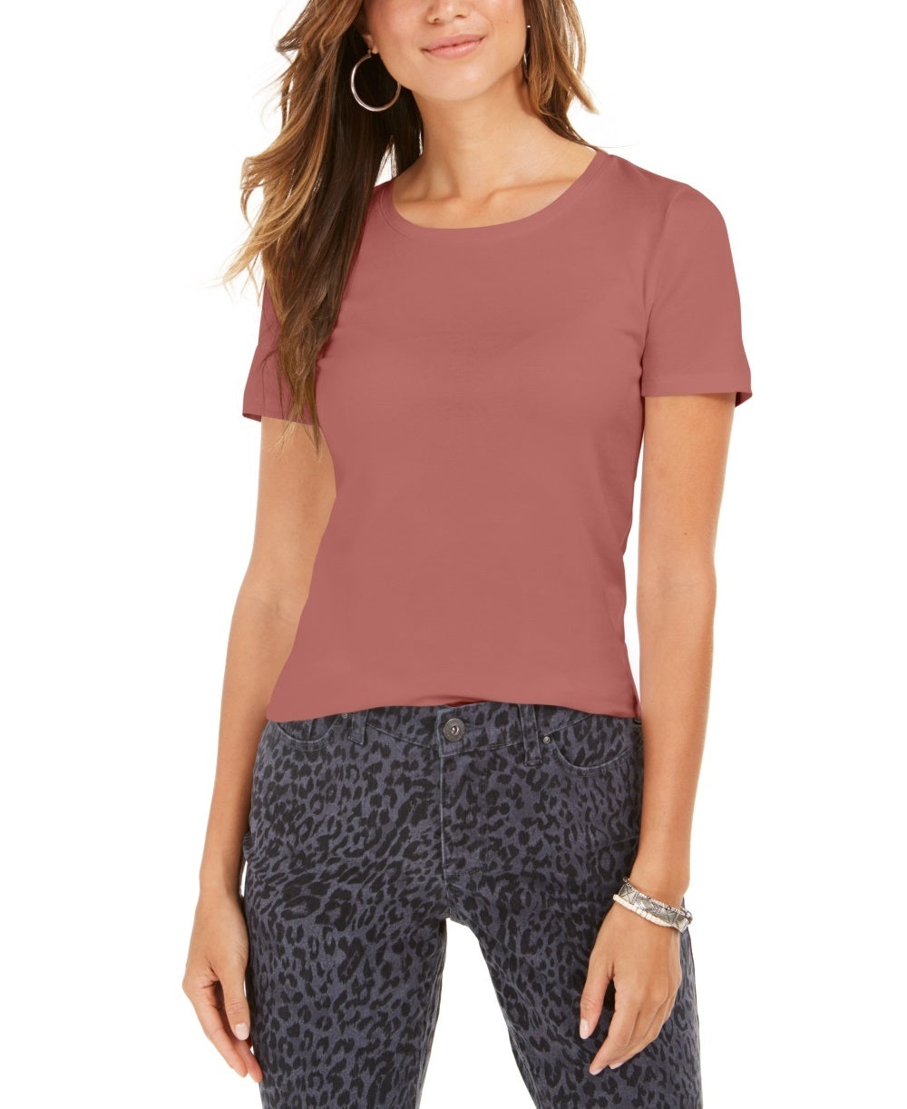 Camiseta feminina com decote redondo Style &amp; Co, rosa, tamanho médio