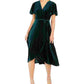 Vestido envelope falso de veludo feminino Vince Camuto, verde, tamanho 14