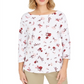 Camiseta feminina estampada de algodão pima Charter Club, branca, tamanho pequeno G