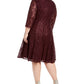 Vestido de renda com lantejoulas SLFashions feminino plus size vinho pequeno pequeno