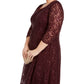 Vestido de renda com lantejoulas SLFashions feminino plus size vinho pequeno pequeno