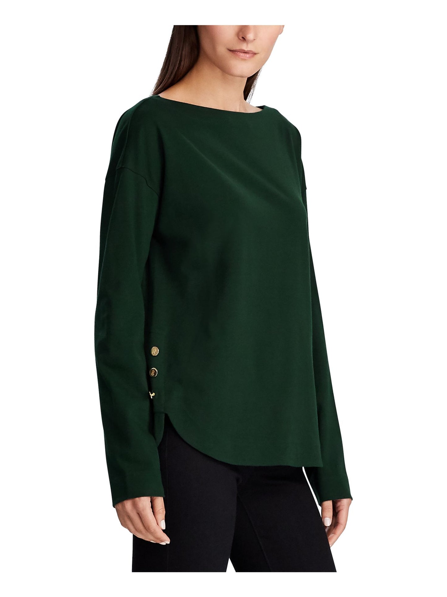 Blusa Ralph Lauren Feminina com Botões e Decote Canoa Verde Tamanho X-G