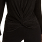 Blusa feminina Alfani com listras metálicas e nó frontal, preta, tamanho pequeno G