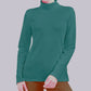 Karen Scott Blusa feminina de gola alta e manga comprida em algodão genuíno jade, verde, tamanho M