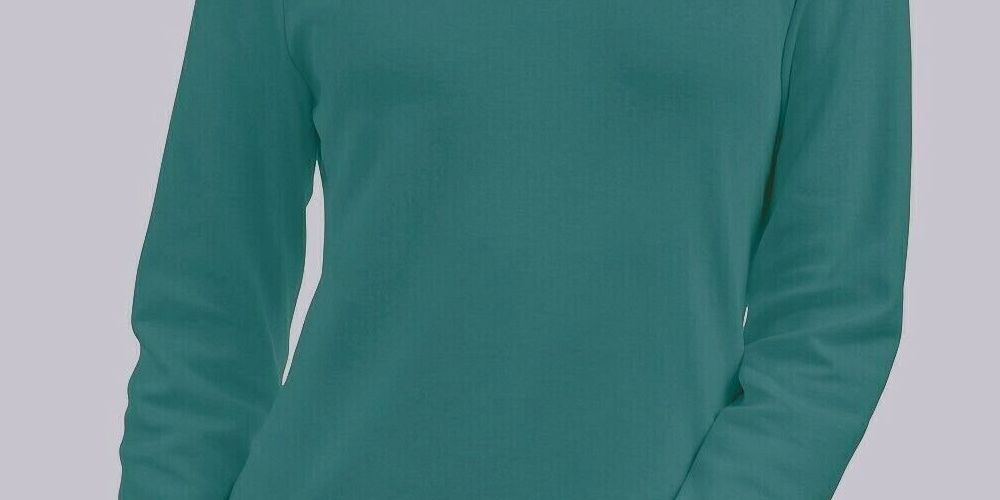 Karen Scott Blusa feminina de gola alta e manga comprida em algodão genuíno jade, verde, tamanho M