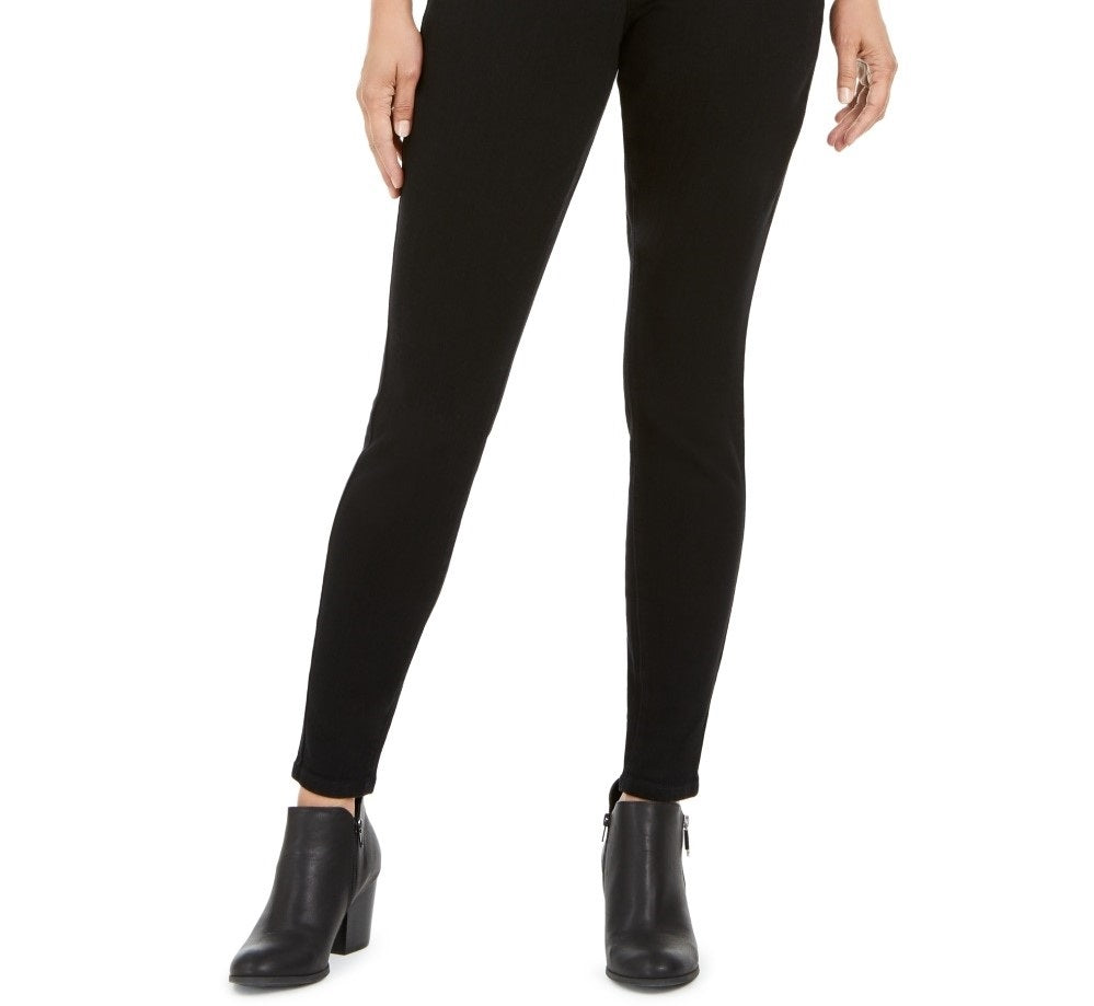 Calças jegging femininas de cintura alta e ajuste curvilíneo, pretas, tamanho 6, da Style &amp; Co