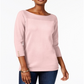 Karen Scott Suéter Feminino de Algodão com Botões Rosa Tamanho Pequeno P/M