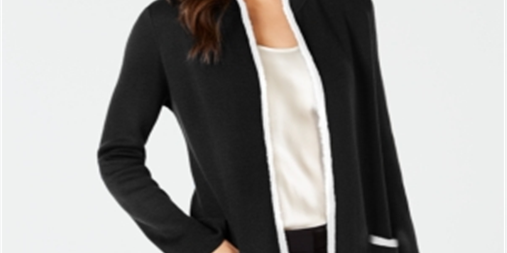 Cardigan aberto feminino Alfani, preto, tamanho pequeno, extragrande