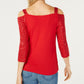 Blusa feminina com lantejoulas e ombros descobertos, vermelha, tamanho pequeno G, da INC International Concepts